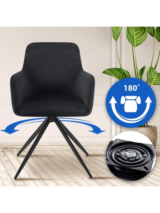 Zamatová jedálenská stolička Olema, čierna