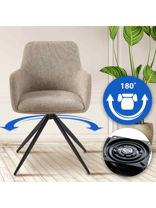 Jedálenská stolička Olema látka, šedohnedá