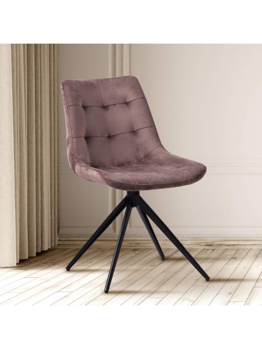 Zamatová jedálenská stolička Merna, hnedá