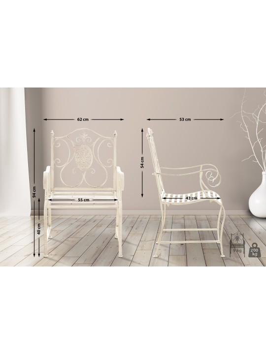 Sada 2 záhradných stoličiek Punjab, antická krémová