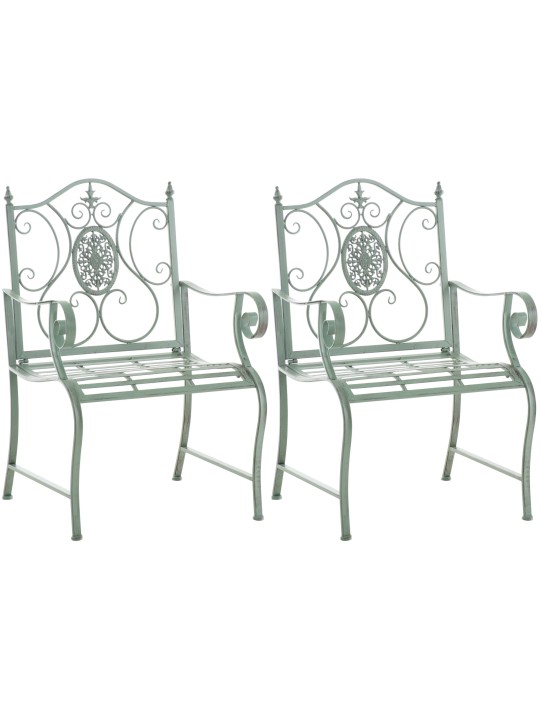 Sada 2 záhradných stoličiek Punjab, antická zelená