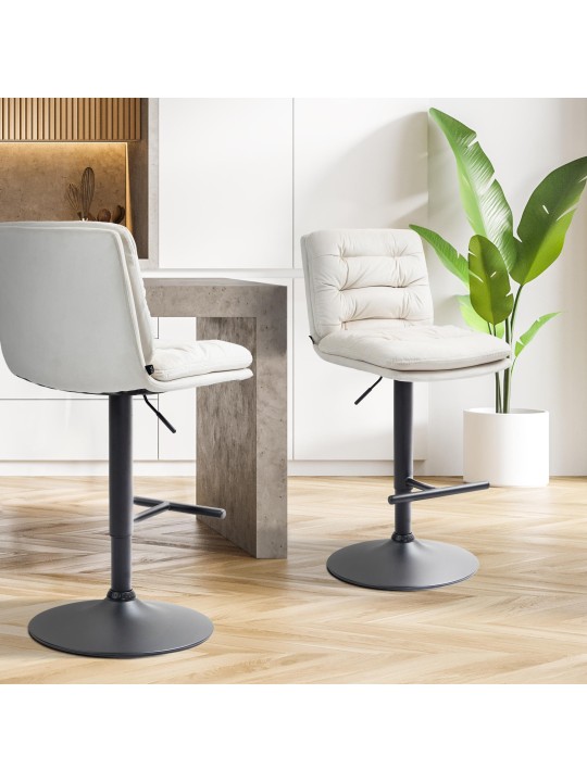 Sada 2 barových stoličiek Damar velvet, krémová