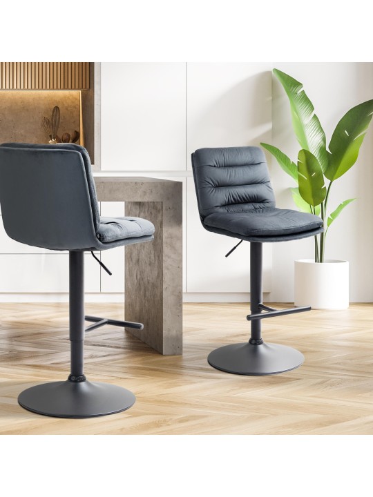 Sada 2 barových stoličiek Damar velvet, tmavosivá