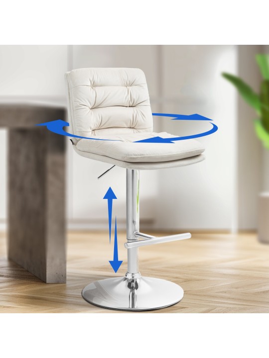 Sada 2 barových stoličiek Damar velvet chrome, krémová