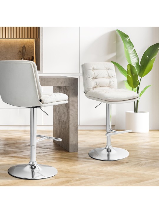 Sada 2 barových stoličiek Damar velvet chrome, krémová