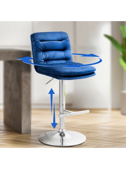 Sada 2 barových stoličiek Damar velvet chrome, modrá