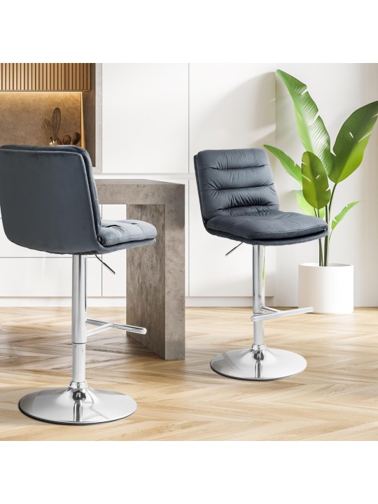 Sada 2 barových stoličiek Damar velvet chrome, tmavosivá