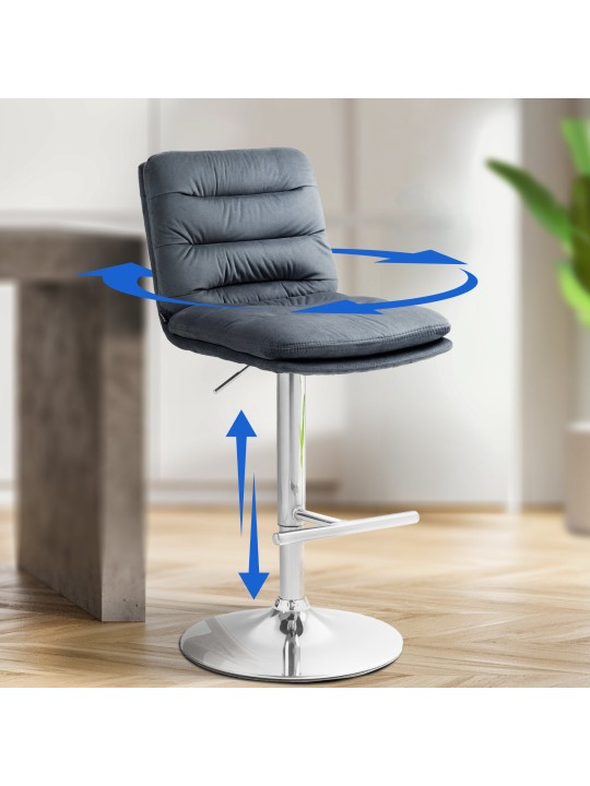 Sada 2 barových stoličiek Damar velvet chrome, tmavosivá