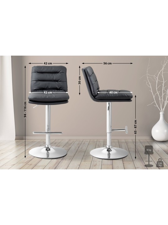 Sada 2 barových stoličiek Damar umelá koža chróm, čierna