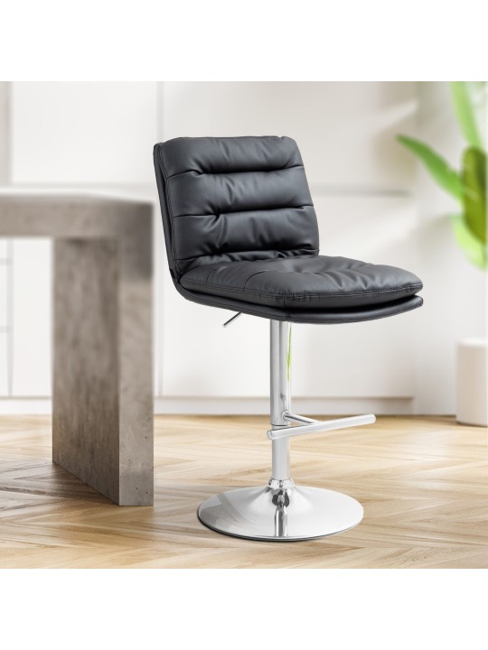 Sada 2 barových stoličiek Damar umelá koža chróm, čierna