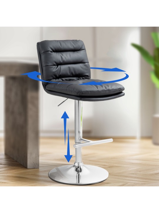 Sada 2 barových stoličiek Damar umelá koža chróm, čierna