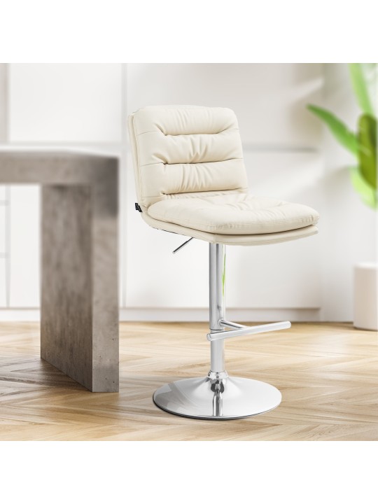 Sada 2 barových stoličiek Damar umelá koža chróm, krémová