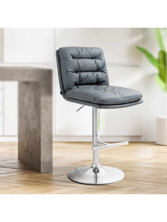 Sada 2 barových stoličiek Damar umelá koža chróm, sivá