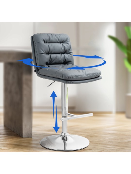 Sada 2 barových stoličiek Damar umelá koža chróm, sivá