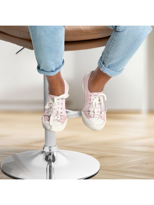 Sada 2 barových stoličiek Damar umelá koža chróm, svetlohnedá