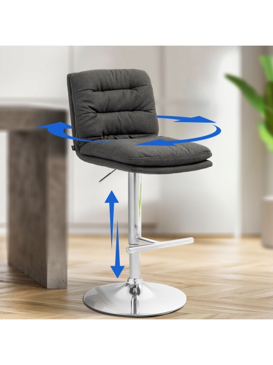 Sada 2 barových stoličiek Damar látka chróm, tmavosivá