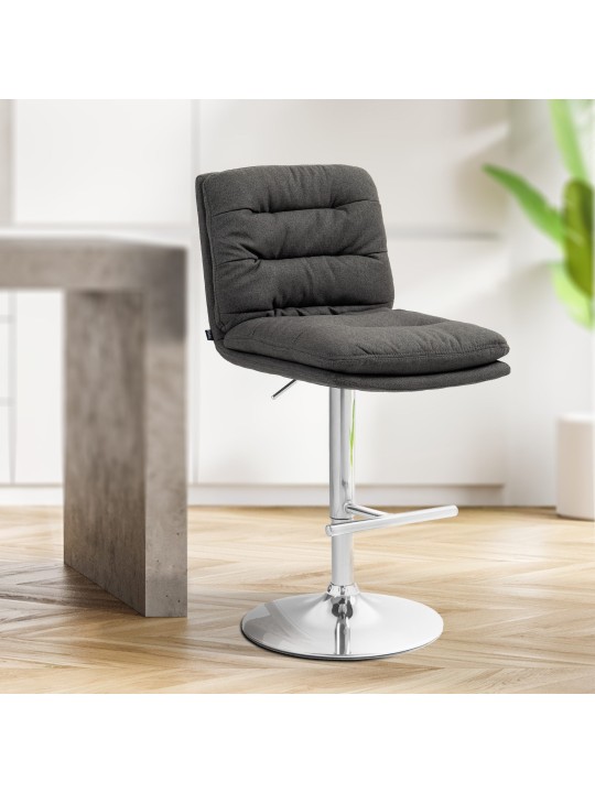 Sada 2 barových stoličiek Damar látka chróm, tmavosivá