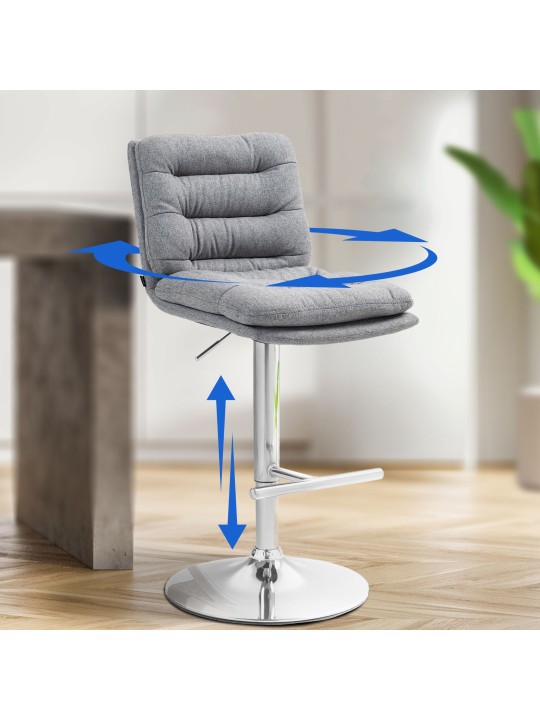 Sada 2 barových stoličiek Damar látka chróm, sivá