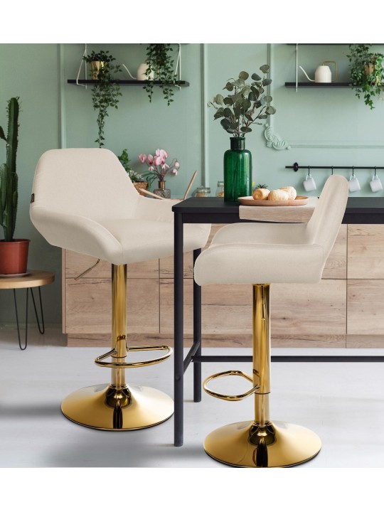 Sada 2 barových stoličiek Braga Gold Fabric, krémová