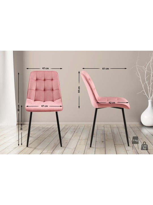 Zamatová jedálenská stolička Gifford, ružová