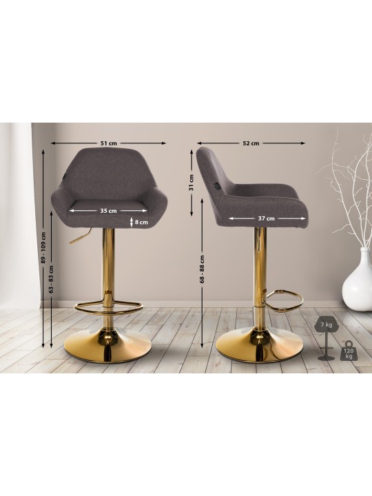 Sada 2 barových stoličiek Braga Gold Fabric, tmavosivá