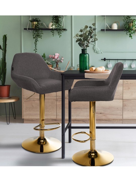 Sada 2 barových stoličiek Braga Gold Fabric, tmavosivá
