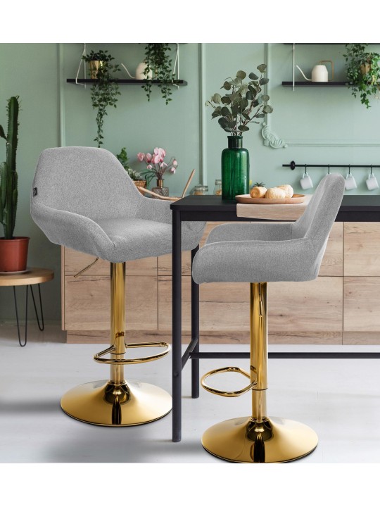 Sada 2 barových stoličiek Braga Gold Fabric, sivá