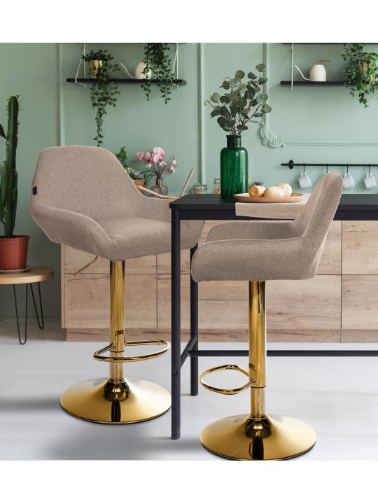 Sada 2 barových stoličiek Braga Gold Fabric, šedohnedá