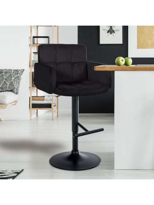 Barová stolička Los Angeles velvet, čierna