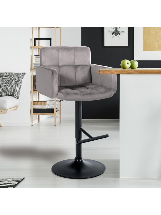 Barová stolička Los Angeles velvet, sivá