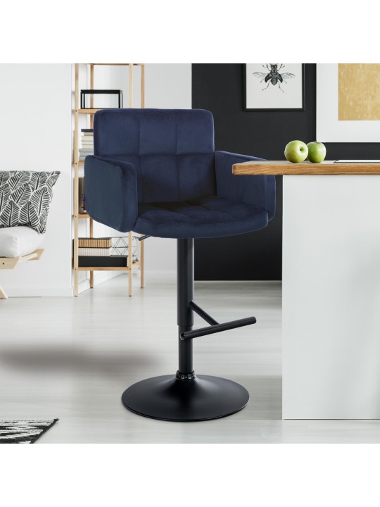 Barová stolička Los Angeles velvet, modrá