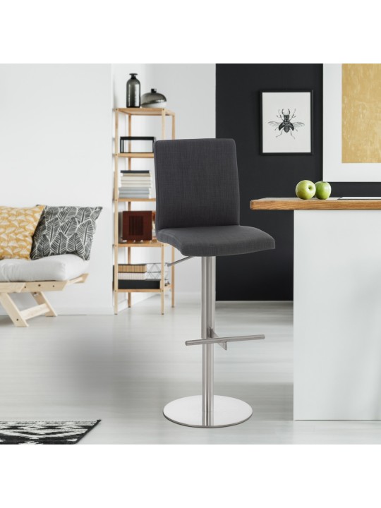 Barová stolička Cadiz látka nerez, tmavosivá