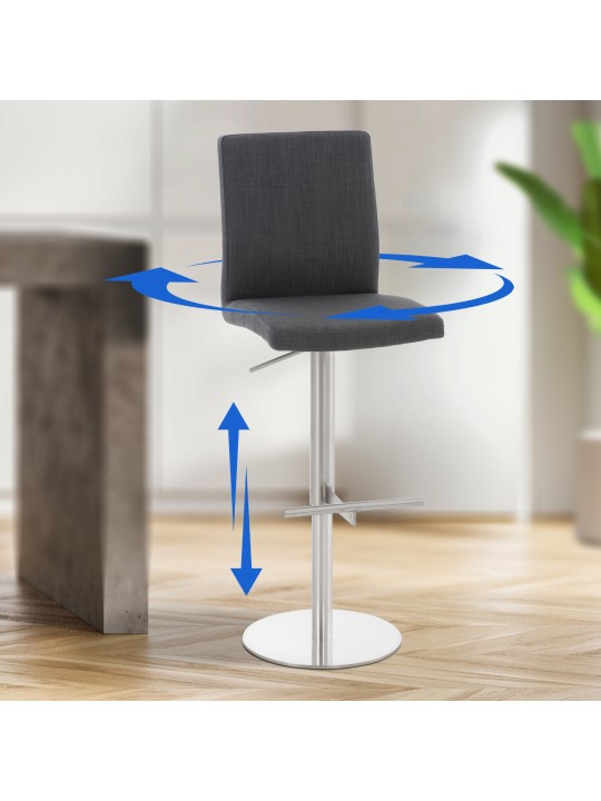 Barová stolička Cadiz látka nerez, tmavosivá