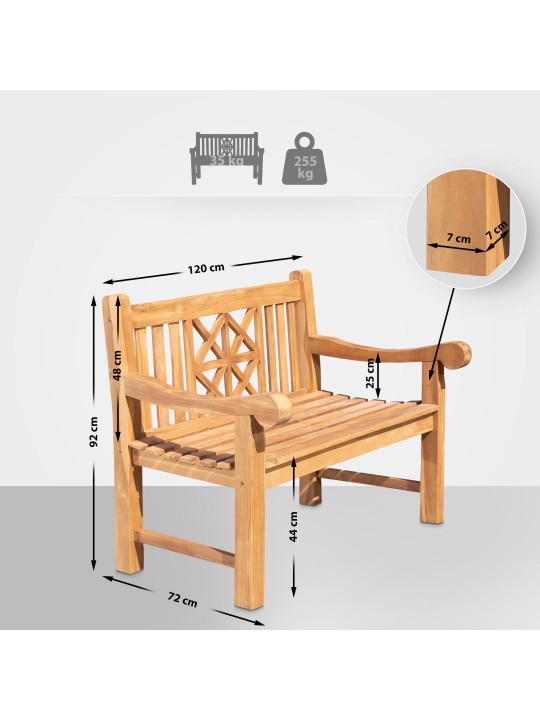 Teaková lavica Florida 120 cm, teak