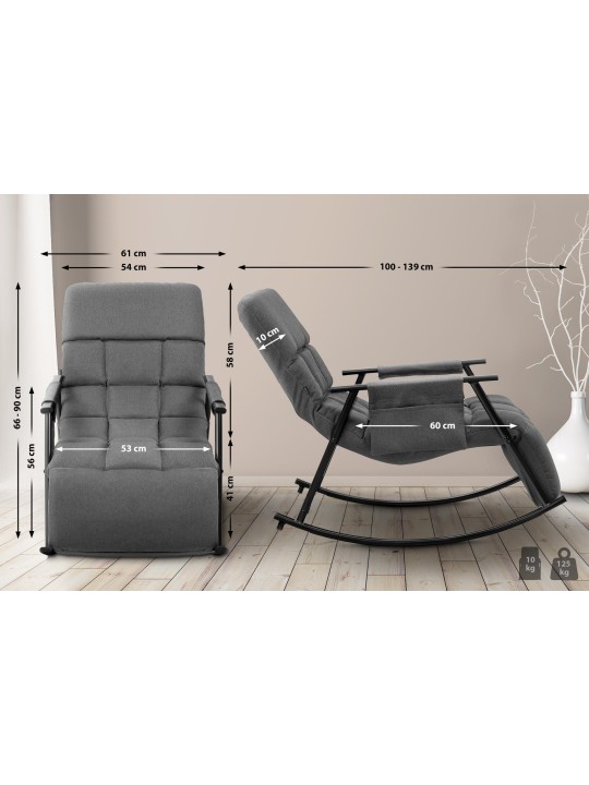 Hojdacie kreslo Cathy látka, tmavosivá