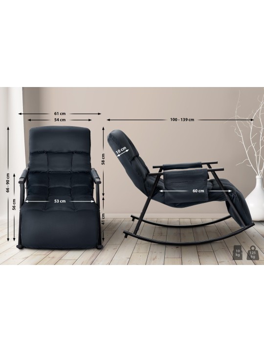 Hojdacie kreslo Cathy velvet, čierna