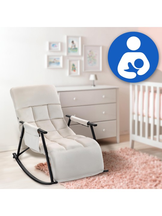 Hojdacie kreslo Cathy velvet, krémová