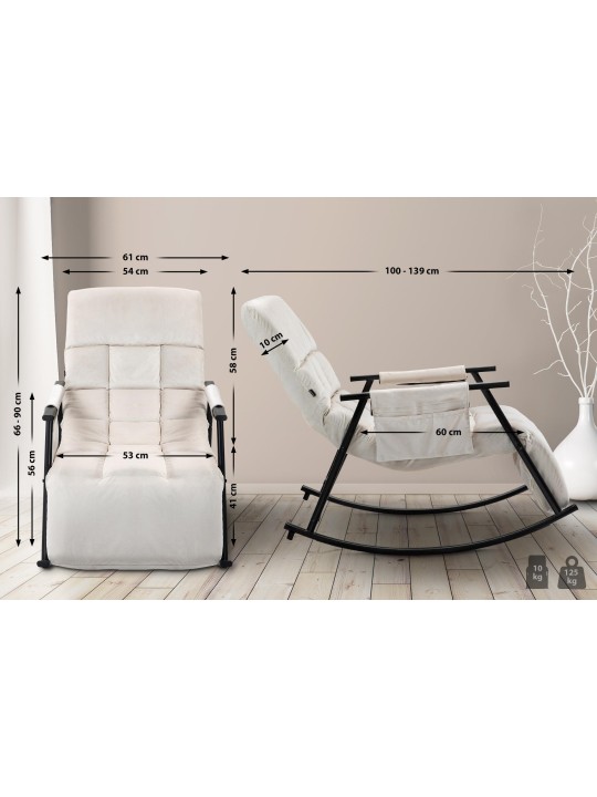 Hojdacie kreslo Cathy velvet, krémová