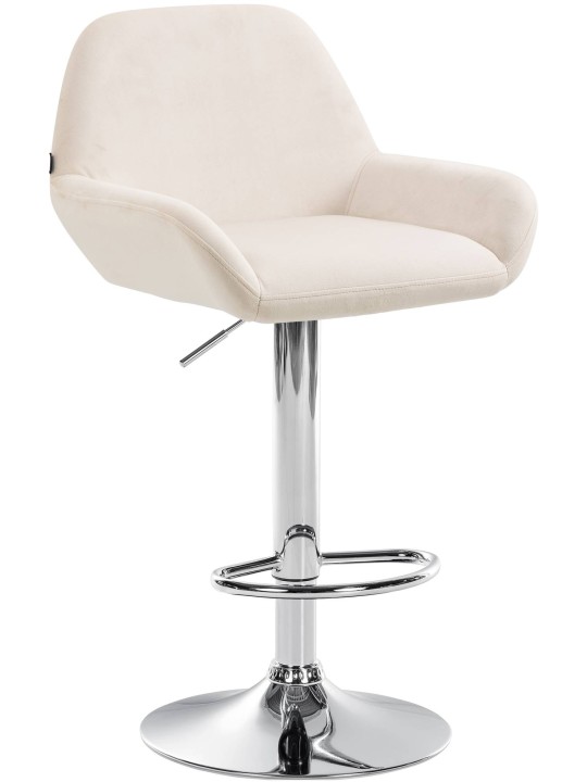 Barová stolička Braga zamatový chróm, krémová