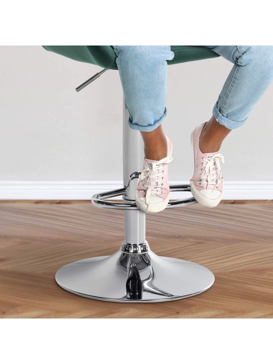 Barová stolička Braga zamatový chróm, tmavozelená