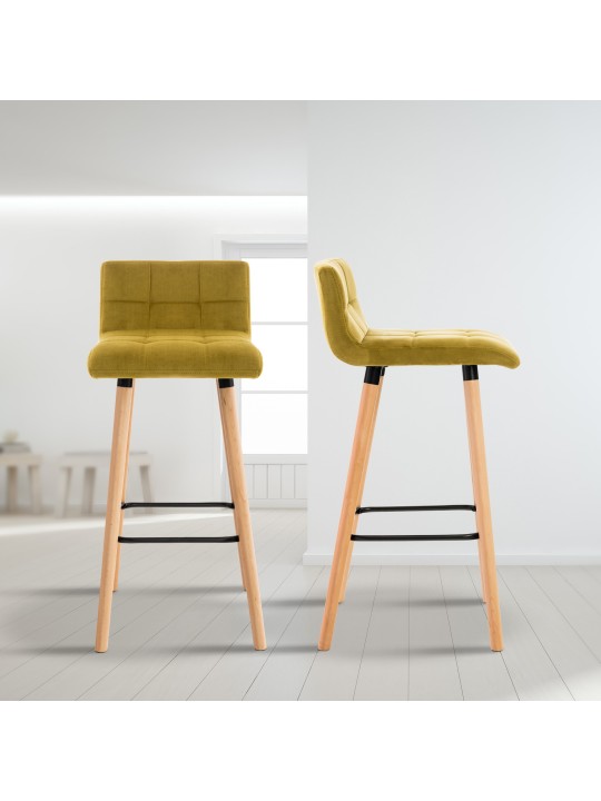 Barová stolička Lincoln velvet, žltá