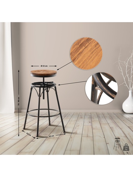 Sada 2 barových stoličiek Beam, bronzová