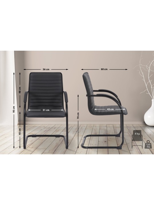 Kreslo pre návštevy Tira umelá koža, čierna