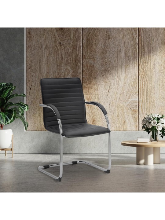 Kreslo pre návštevy Tira umelá koža, čierna