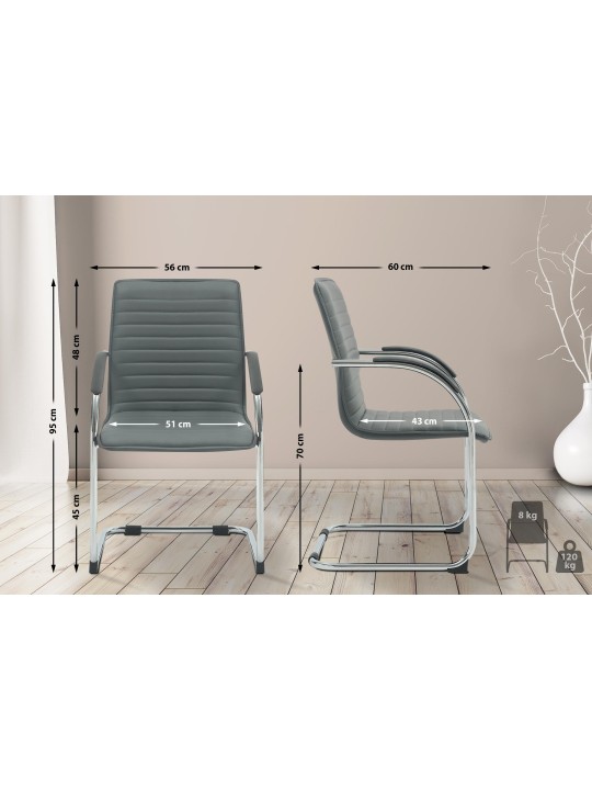 Kreslo pre návštevy Tira umelá koža, sivá