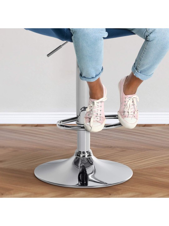 Sada 2 barových stoličiek Braga zamatový chróm, modrá