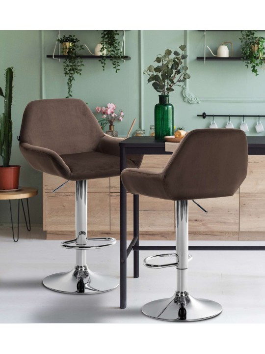 Sada 2 barových stoličiek Braga zamatový chróm, hnedá