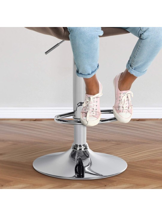 Sada 2 barových stoličiek Braga zamatový chróm, hnedá