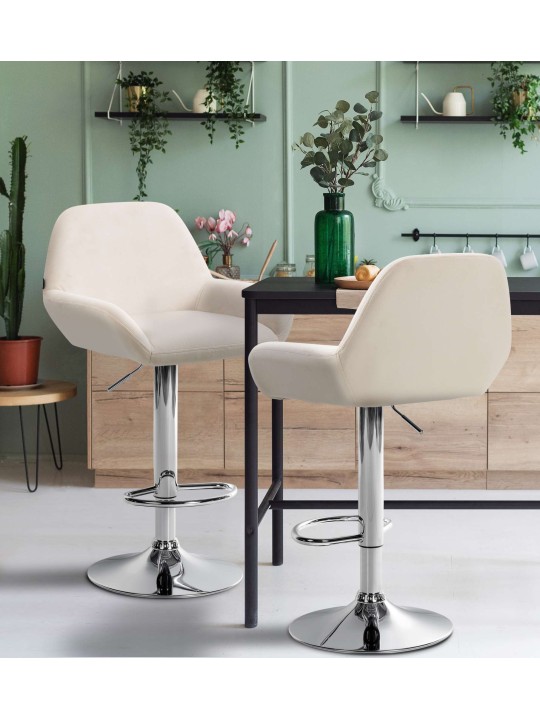 Sada 2 barových stoličiek Braga zamatový chróm, krémová