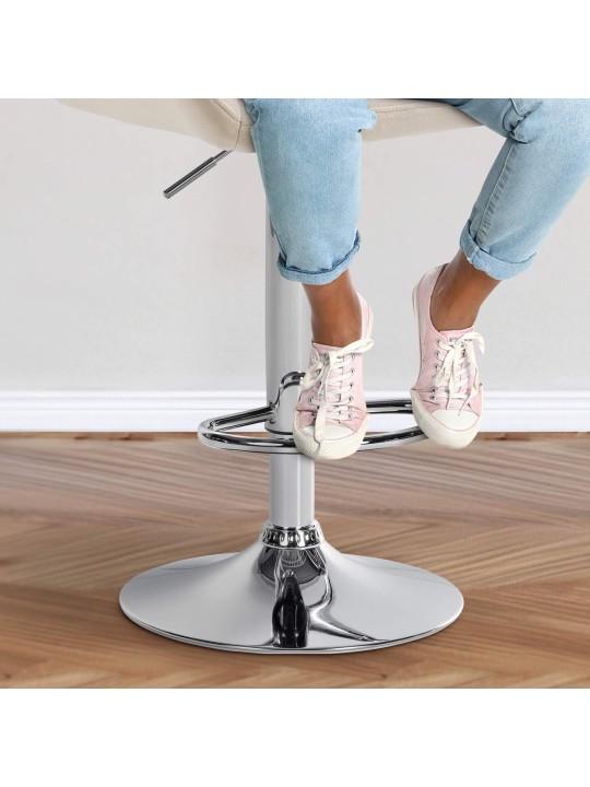 Sada 2 barových stoličiek Braga zamatový chróm, krémová